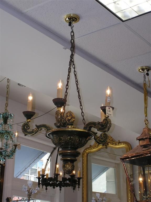 Italian Carved Wood Chandelier For Sale 1
