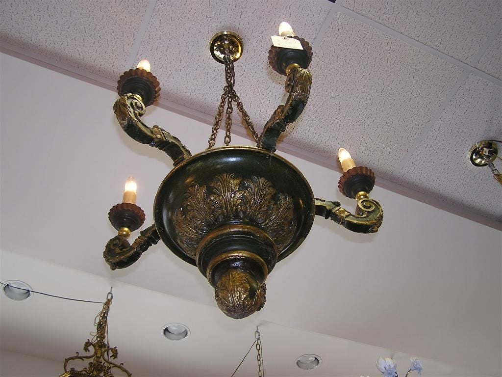 Italian Carved Wood Chandelier For Sale 4
