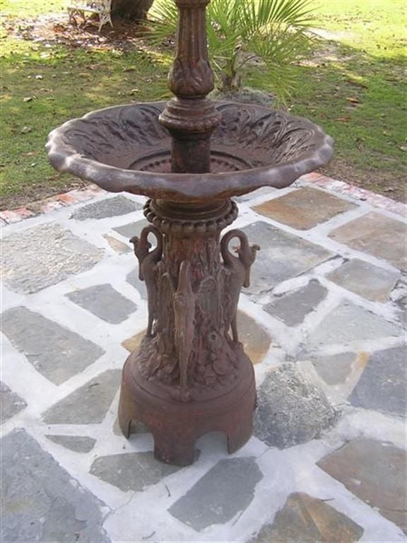 American Empire American Cast Iron Three Tiered Decorative Fountain, Fiske , NY .  Circa 1860