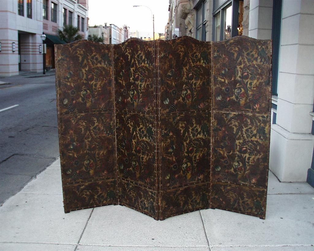 Italian Leather Screen In Excellent Condition In Charleston, SC