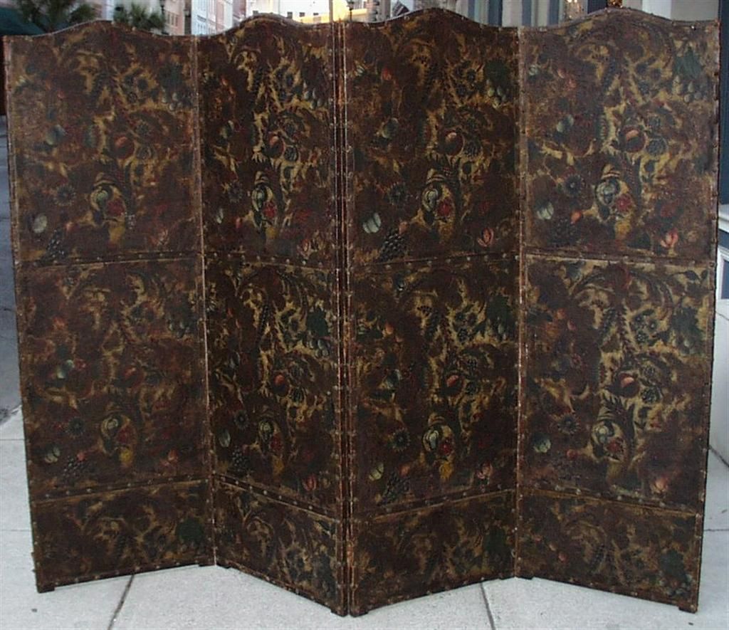 18th Century and Earlier Italian Leather Screen