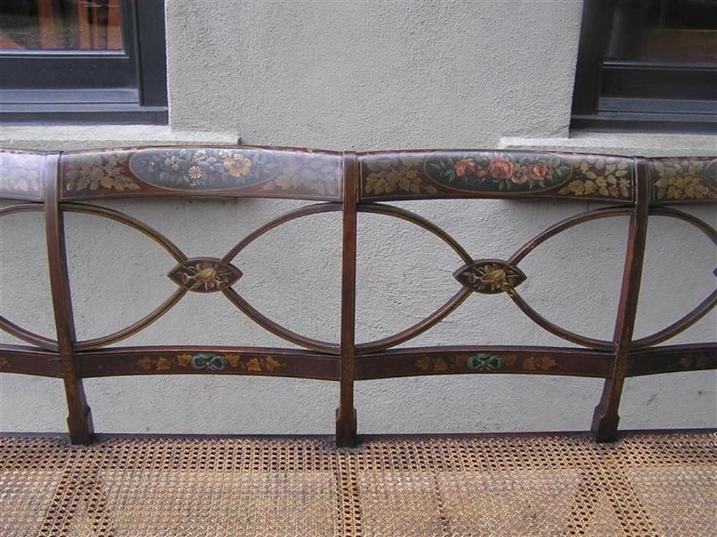 English Sheraton Faux Painted Floral Settee with Cane Seating, Circa 1815 3
