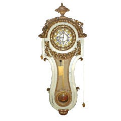 Large Louis XV Giltwood  and Polychromed Wall Clock