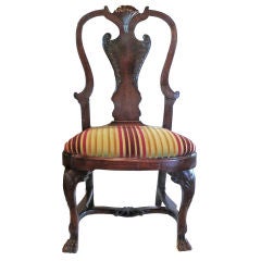 Antique Irish Carved Mahogany Side Chair