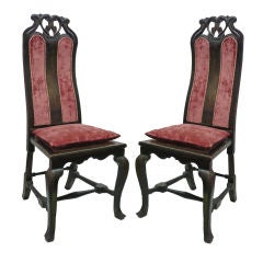 Antique Pair of Queen Anne Beech Side Chairs  Manner of Ball  Circa 1710