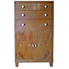 English Art Deco Inlaid Amboyna Side Cabinet