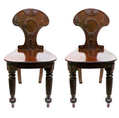 Pair of Regency Mahogany Hall Chairs