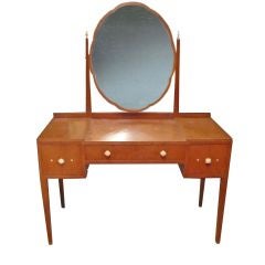 English Art Deco Ivory Inlaid and Amboyna Dressing Table