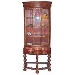 William and Mary Style Red Lacquered Bookcase on Stand