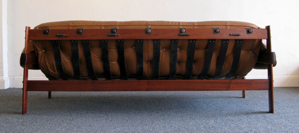 Brazilian Leather and Jacaranda Wood Sofa by Percival Lafer
