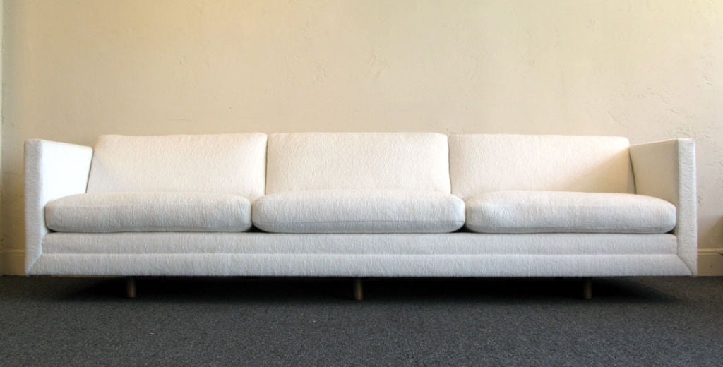 Long and low sleek sofa designed by Harvey Probber. Sofa is very comfortable.