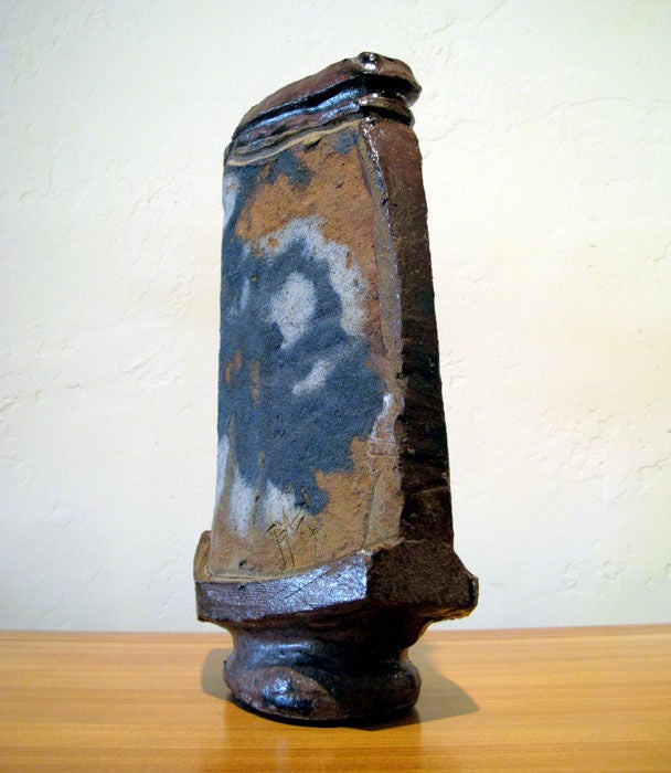 Large and rare early ceramic slab built Sky Pot by Jerry Rothman signed Rothman and dated 1961. The piece is clay decorated with colored oxides in sand. PROVENANCE: John Olsen Estate