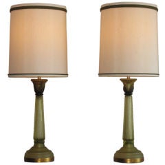 Pair Murano Coroso Glass Marbro Lamps by Cenedese
