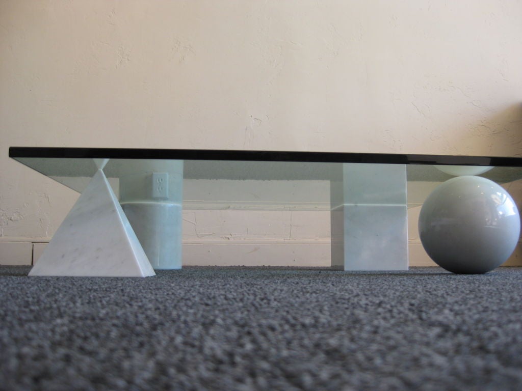 Marble and glass coffee table by Casigliani.