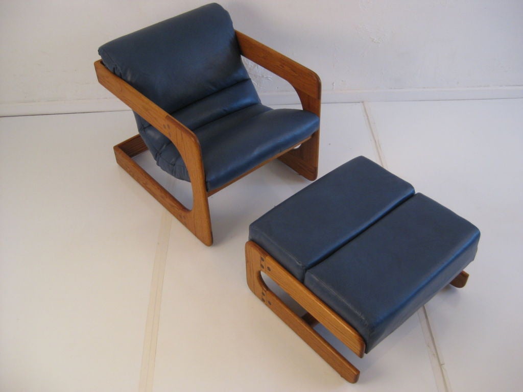 American California Design Lou Hodges Leather Chair and Ottoman