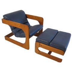 California Design Lou Hodges Leather Chair and Ottoman