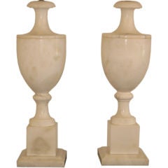 Pair of Italian Carved Alabaster Urn Lamps