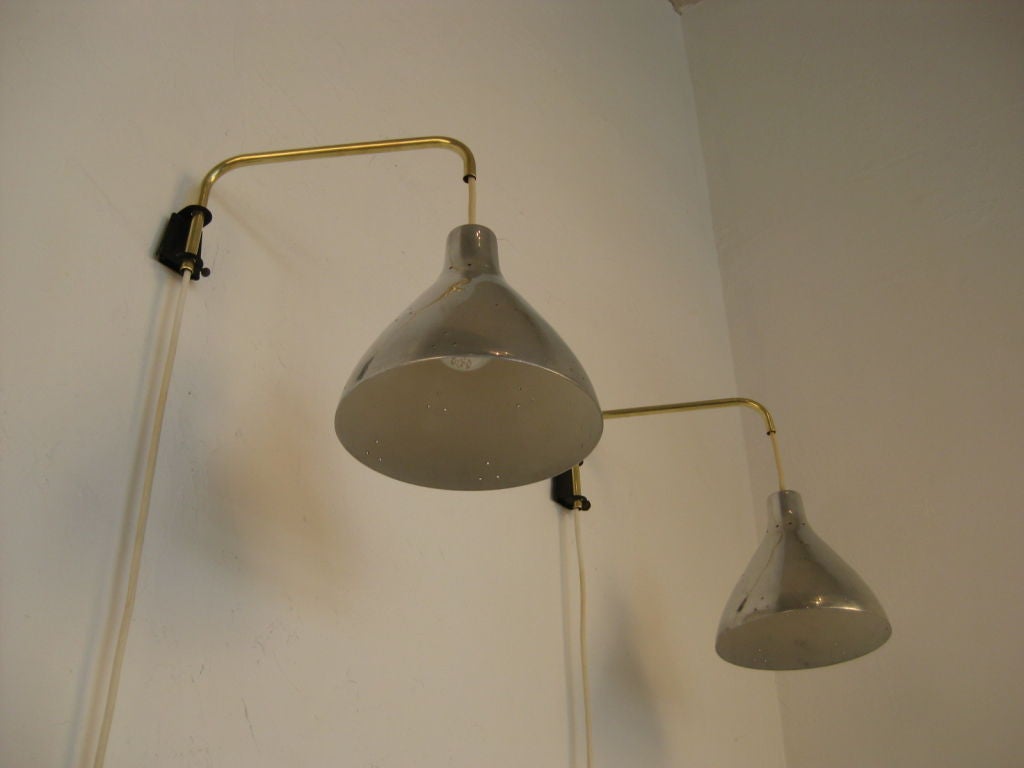 20th Century Pair of Swing Arm Wall Sconces by Koch Lowy