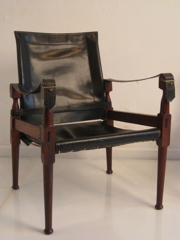 Rosewood and Leather Campaign Chairs
