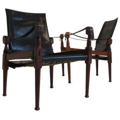 Rosewood and Leather Campaign Chairs