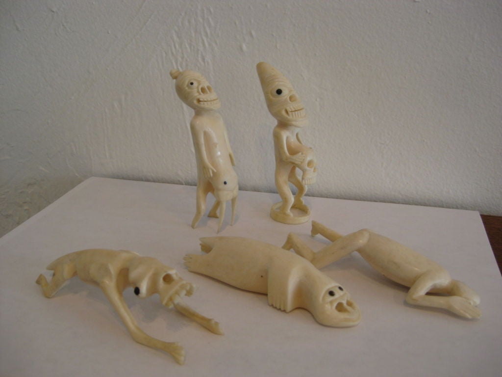 Greenlandic Group of Five Inuit Carved Tupilak Figurines