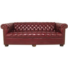 Tufted Chesterfield Sofa in Cordovan Leather ca. 1960s