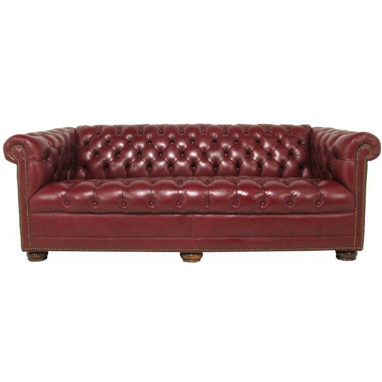 Tufted Chesterfield Sofa in Cordovan Leather ca. 1960s