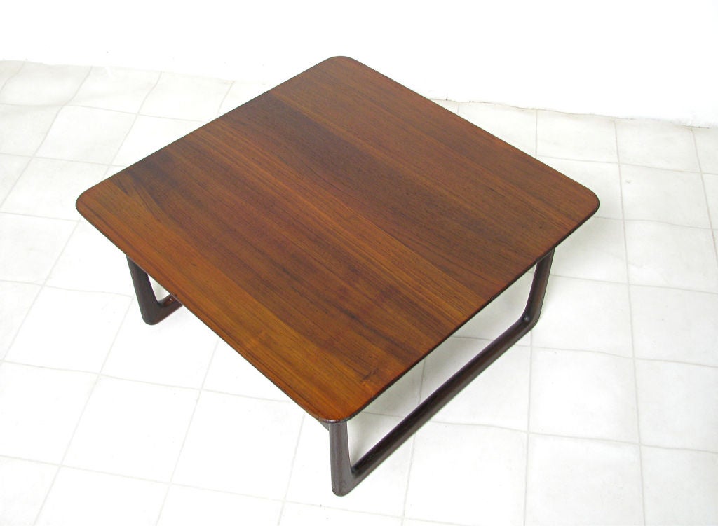 Rare low square teak coffee table designed by Peter Hvidt and Olga Mølgaard-Nielsen, for France & Daverkosen, Denmark, ca. early 1950s.