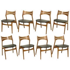 Set of Eight Danish Teak Dining Chairs by Erik Buck