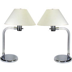 Pair of Signed Robert Sonneman Table Lamps in Lucite and Chrome