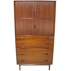 Danish Teak Chest of Drawers & Tamboured Cabinet by Peter Hvidt