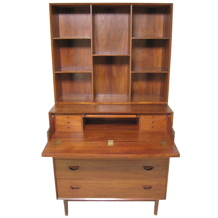 Danish Teak Secretary Desk 
Book Case by Peter Hvidt, ca. 1950s