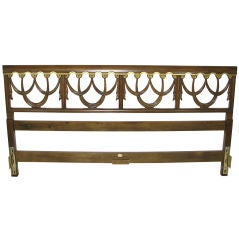 Vintage Hollywood Regency Walnut & Gilt King Headboard by Baker