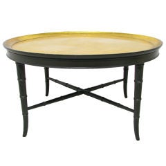 Kittinger Gold Leaf Coffee Cocktail Table W/ Faux Bamboo Base