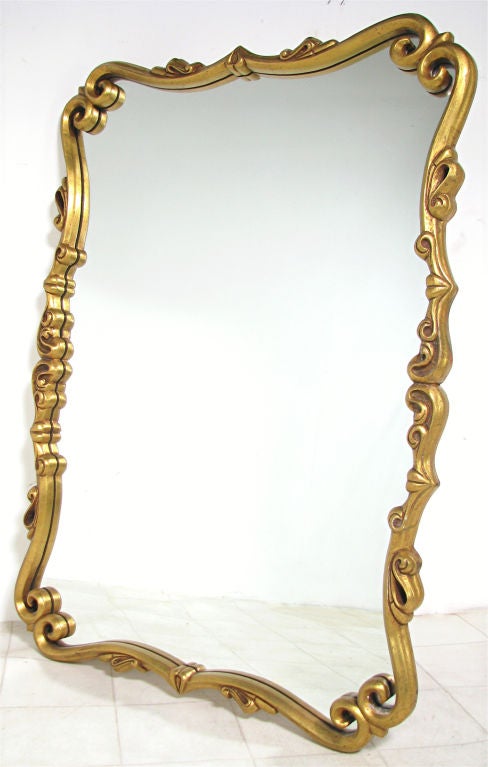 Ornate Carved Gold Leaf Hollywood Regency Style Mirror