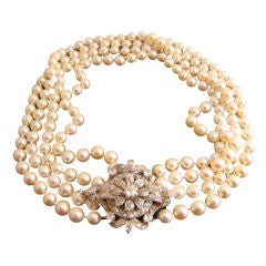 Antique Cultured Pearl and Diamond Choker