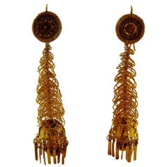 Georgian Gold Mesh Wire-Work Earrings