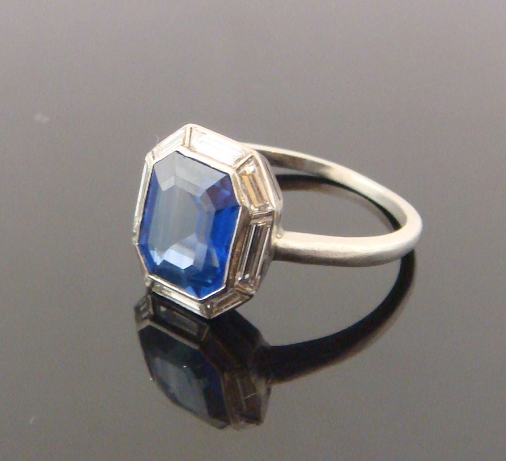Sapphire and Platinum Ring