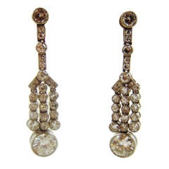 Art Deco Diamond Pendant Tassel Earrings