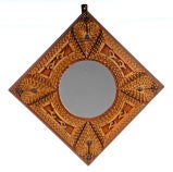 Charming Tramp Art Courting Mirror with Hearts