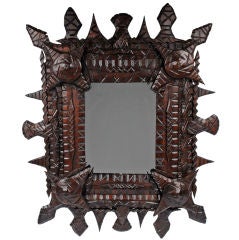 Bold Whimsical Tramp Art Mirror Frame