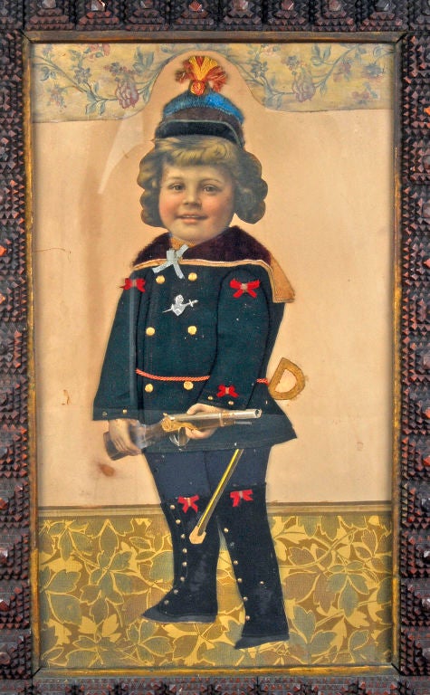 Charming Decoupage in Tramp Art Frame Illustrated in New Book