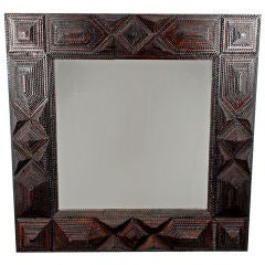 Deeply Layered Tramp Art Mirror Frame