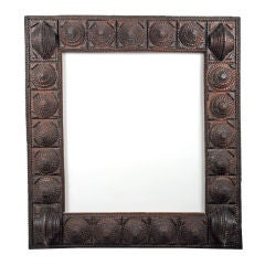Impressive Tramp Art Large Mirror Frame with Turned Corners