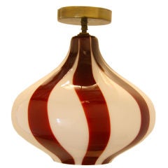 Venini onion lamp with red and white stripes