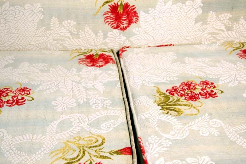 American Large sloped back regency sofa in floral Hermes fabric