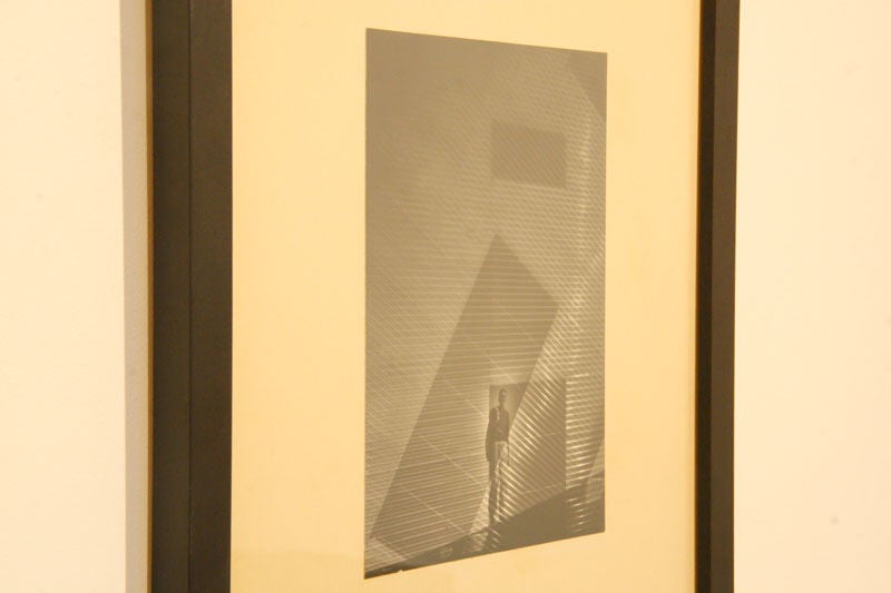 Original one-of-a-kind artist-made matted photograph from a collection of experimental photography by Hard Edge painter John Barbour. The negative of the original photograph was used by the artist in addition to overexposing areas of the field to