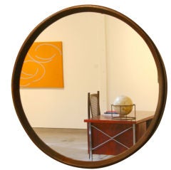 Brazilian Imbuia Wood Round Mirrors