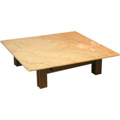 Square Brazilian Rosewood and Granite Coffee table