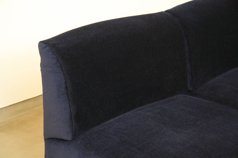 Modular sectional sofa in blue mohair by Milo Baughman 1